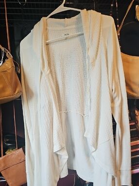 Mudd Ivory Hooded Open-Front Cardigan Sweater